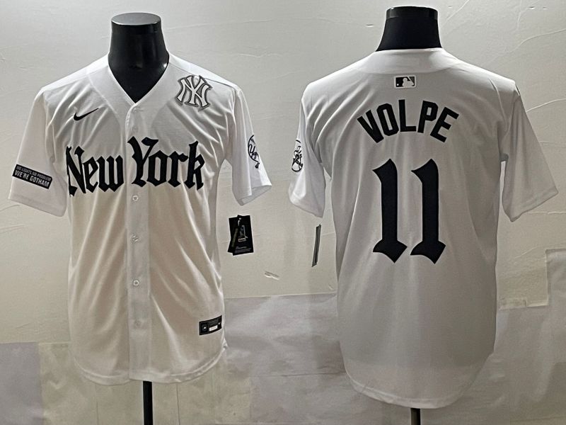 Men 2025 New York Yankees #11 Volpe White Five generations Joint Name Nike MLB Jersey style 44